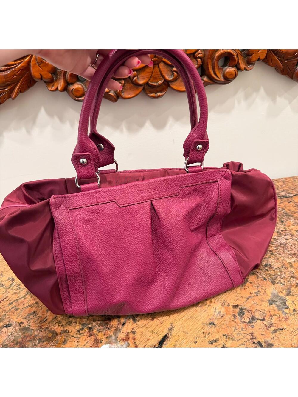 Maroon Bodhi Rouchette Satchel Women's Handbag Adjustable Inside